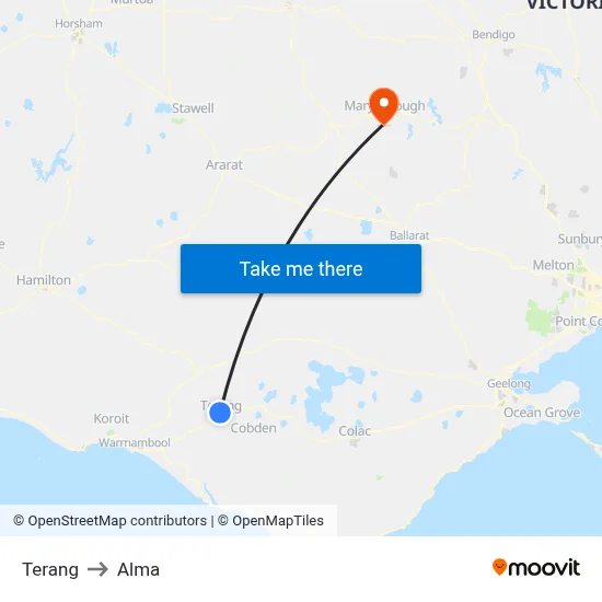 Terang to Alma map