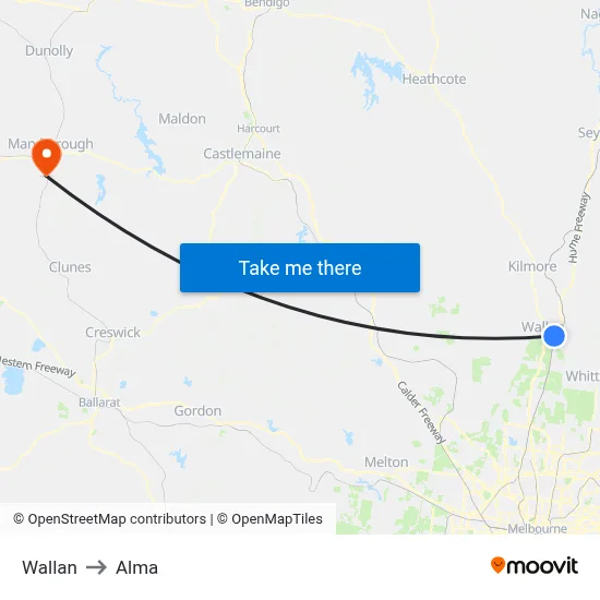 Wallan to Alma map