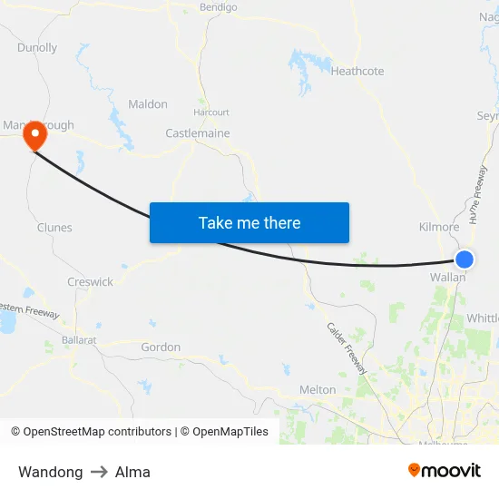 Wandong to Alma map