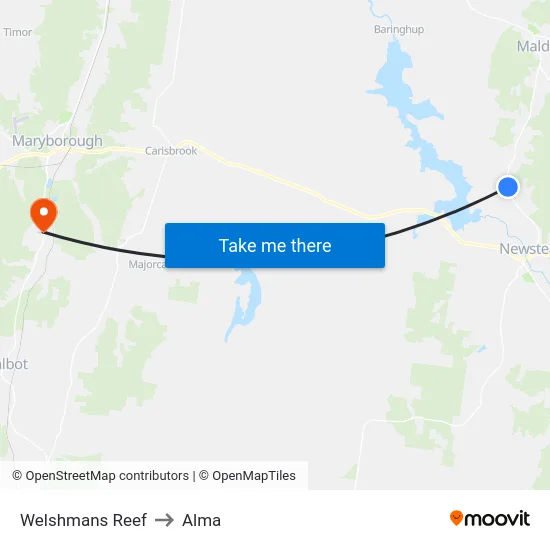 Welshmans Reef to Alma map