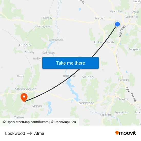 Lockwood to Alma map
