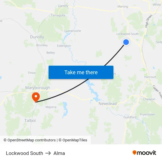 Lockwood South to Alma map
