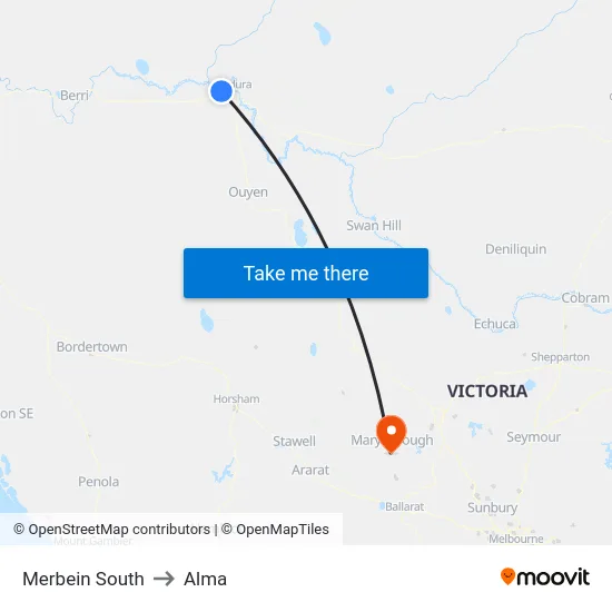Merbein South to Alma map