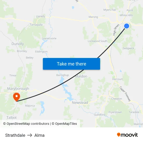 Strathdale to Alma map