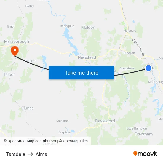 Taradale to Alma map