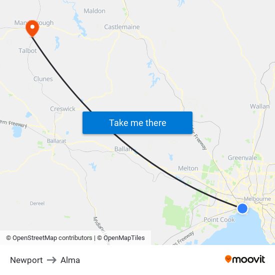 Newport to Alma map