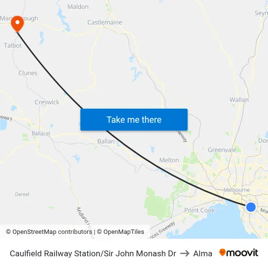 Caulfield Railway Station/Sir John Monash Dr to Alma map