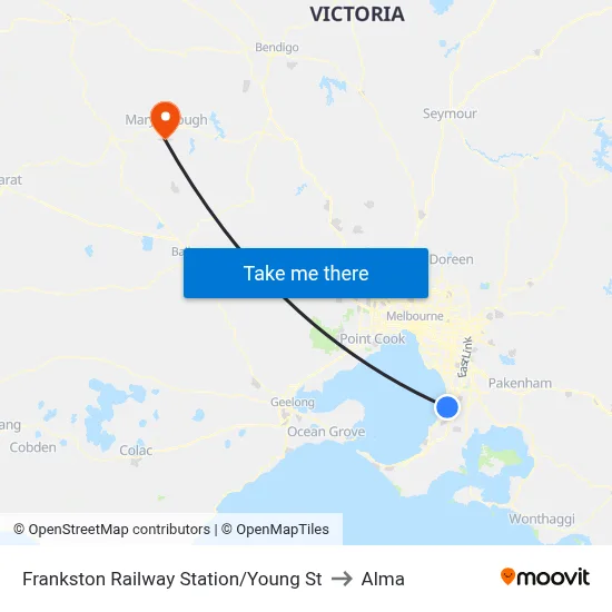 Frankston Railway Station/Young St to Alma map