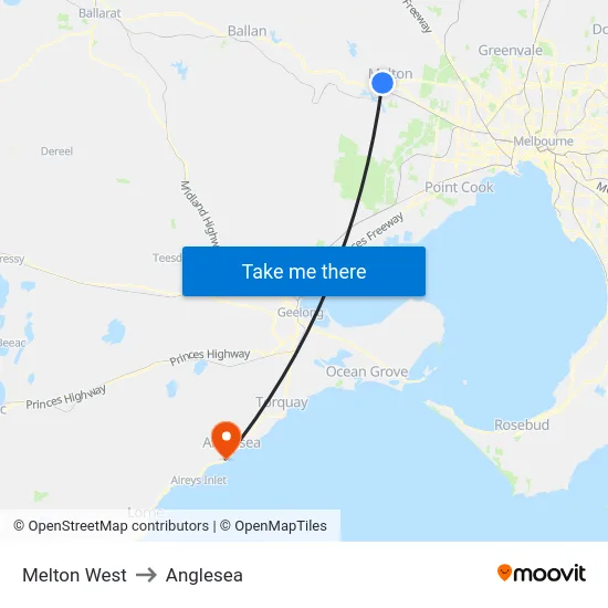 Melton West to Anglesea map