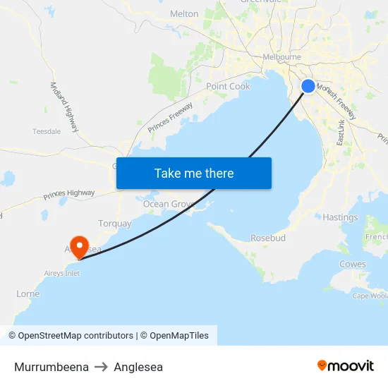 Murrumbeena to Anglesea map