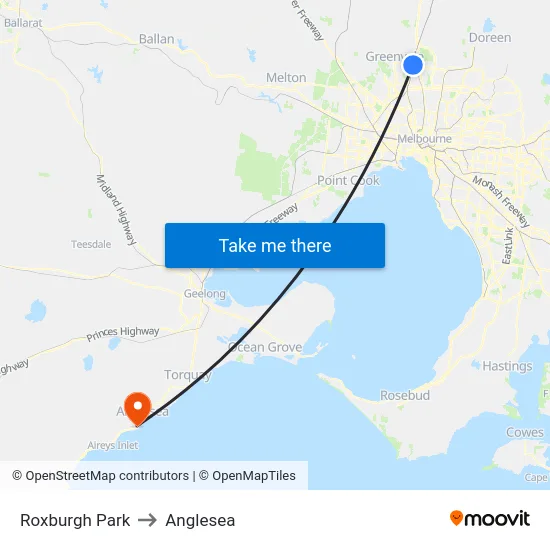 Roxburgh Park to Anglesea map