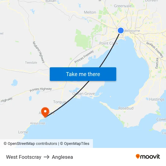 West Footscray to Anglesea map