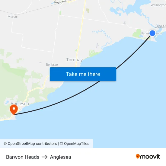 Barwon Heads to Anglesea map