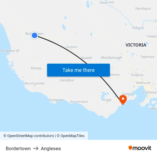 Bordertown to Anglesea map