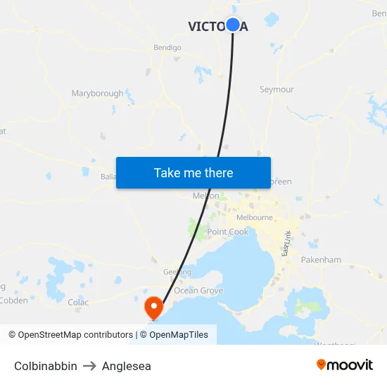 Colbinabbin to Anglesea map