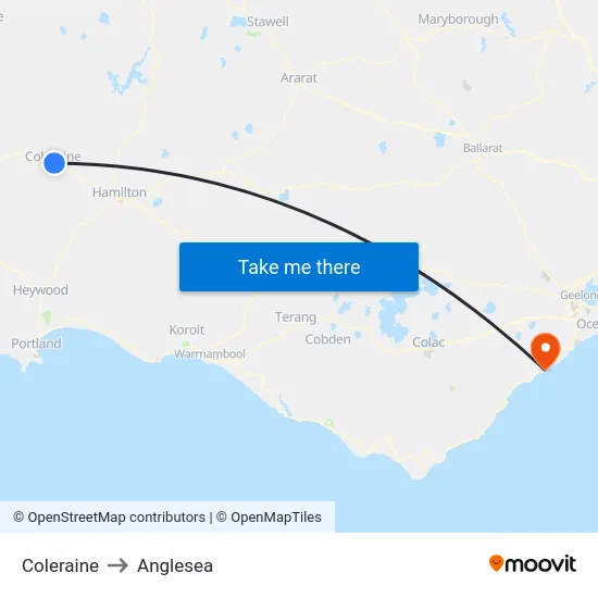 Coleraine to Anglesea map