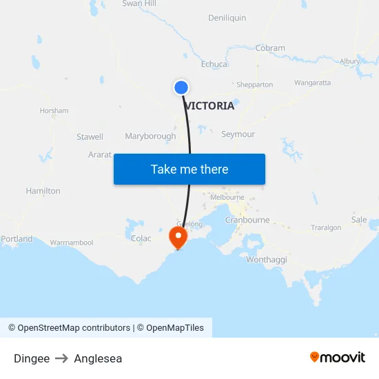 Dingee to Anglesea map