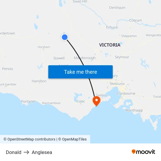 Donald to Anglesea map