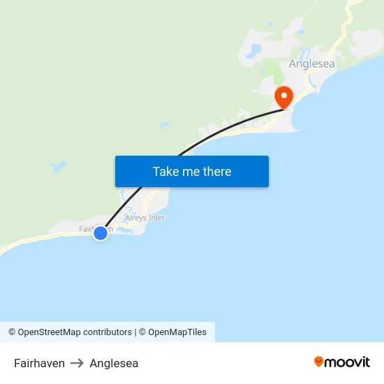 Fairhaven to Anglesea map