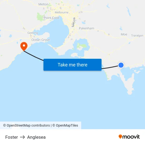 Foster to Anglesea map