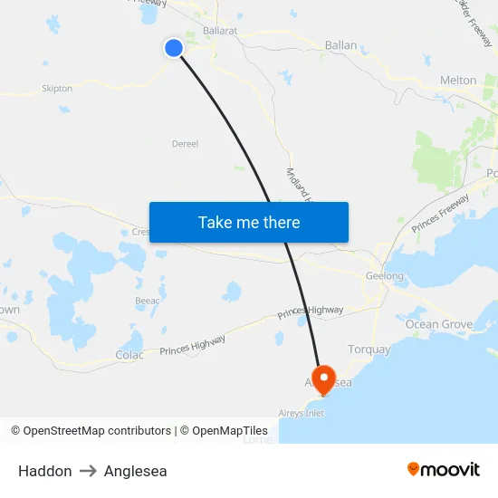 Haddon to Anglesea map
