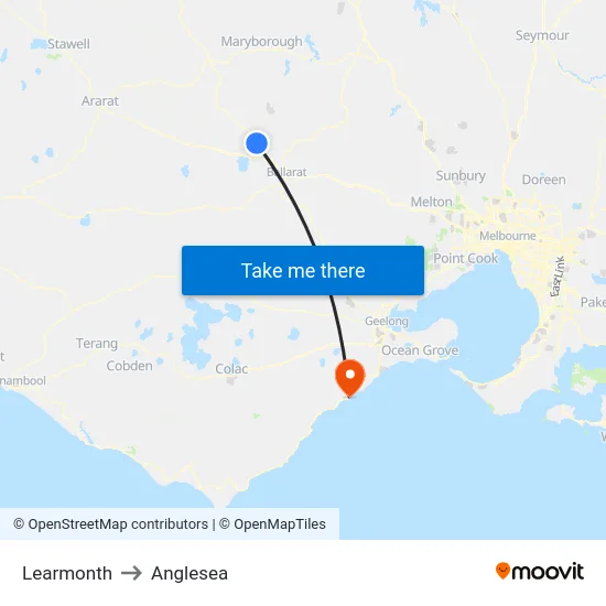 Learmonth to Anglesea map