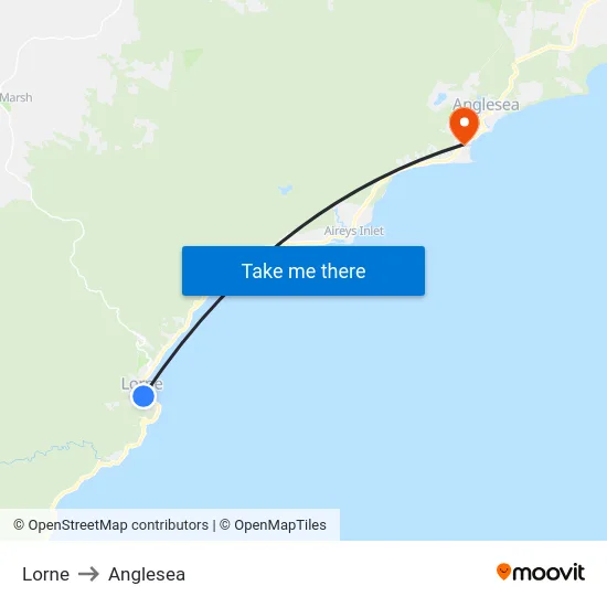 Lorne to Anglesea map