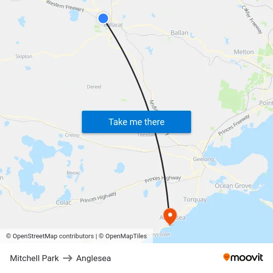 Mitchell Park to Anglesea map