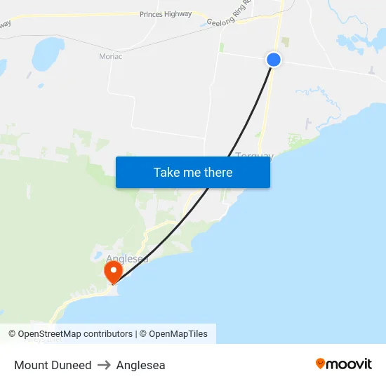 Mount Duneed to Anglesea map