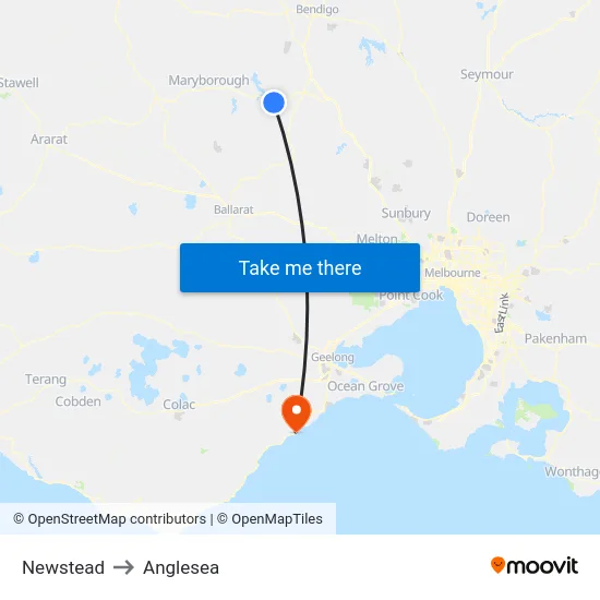 Newstead to Anglesea map