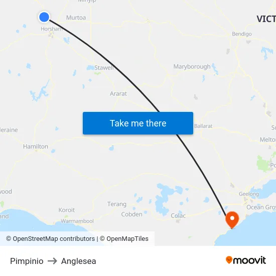 Pimpinio to Anglesea map