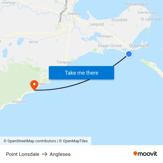 Point Lonsdale to Anglesea map