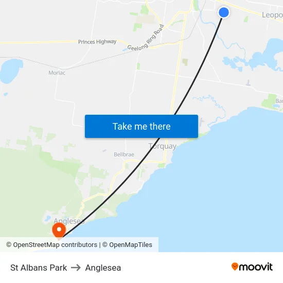 St Albans Park to Anglesea map