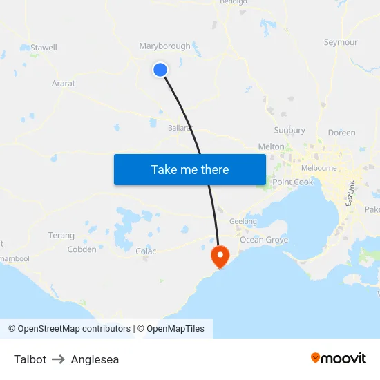 Talbot to Anglesea map