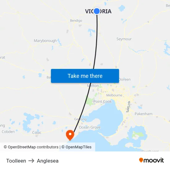 Toolleen to Anglesea map