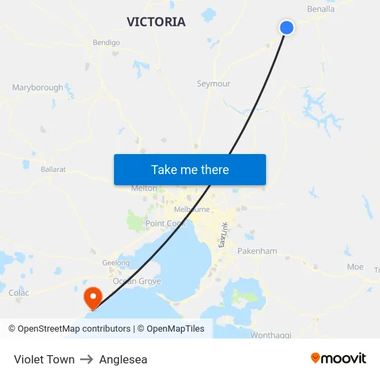 Violet Town to Anglesea map