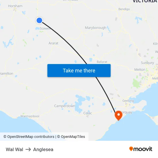 Wal Wal to Anglesea map