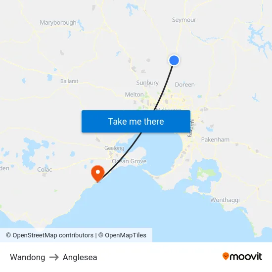 Wandong to Anglesea map