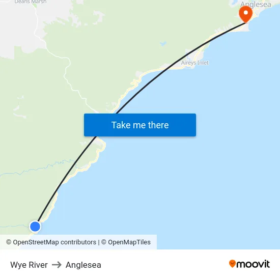 Wye River to Anglesea map