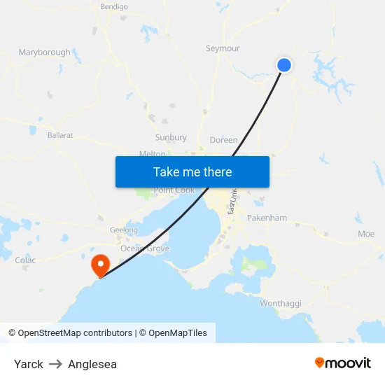 Yarck to Anglesea map