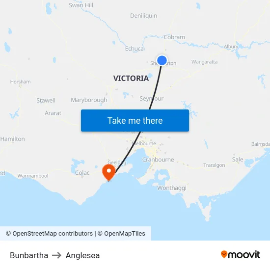 Bunbartha to Anglesea map