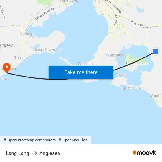 Lang Lang to Anglesea map