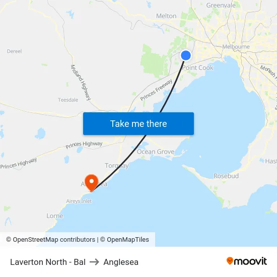 Laverton North - Bal to Anglesea map