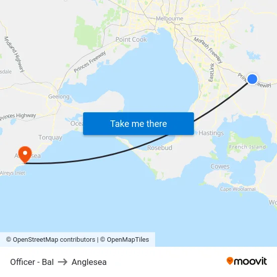 Officer - Bal to Anglesea map