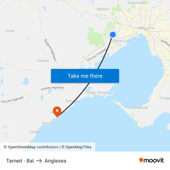 Tarneit - Bal to Anglesea map