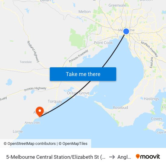 5-Melbourne Central Station/Elizabeth St (Melbourne City) to Anglesea map
