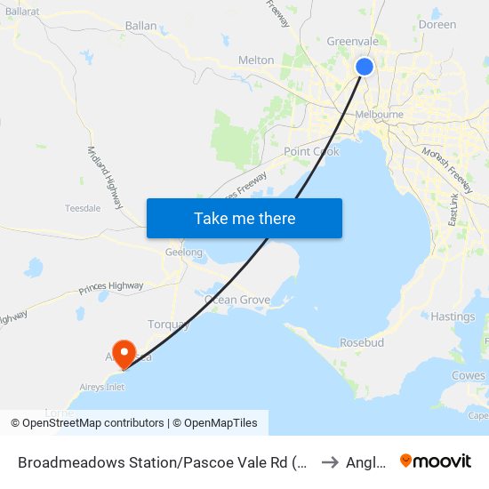 Broadmeadows Station/Pascoe Vale Rd (Broadmeadows) to Anglesea map