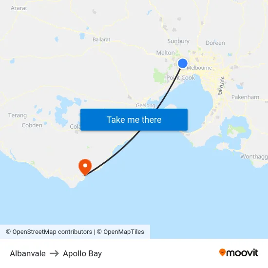Albanvale to Apollo Bay map