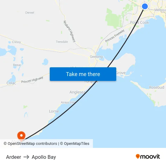 Ardeer to Apollo Bay map