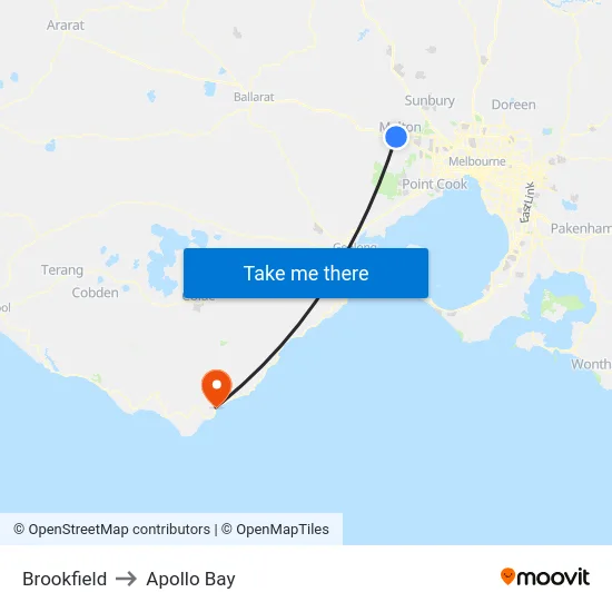 Brookfield to Apollo Bay map